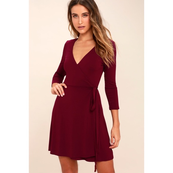 Lulus Dresses & Skirts - Lulu’s Maroon Cool Wrap Dress